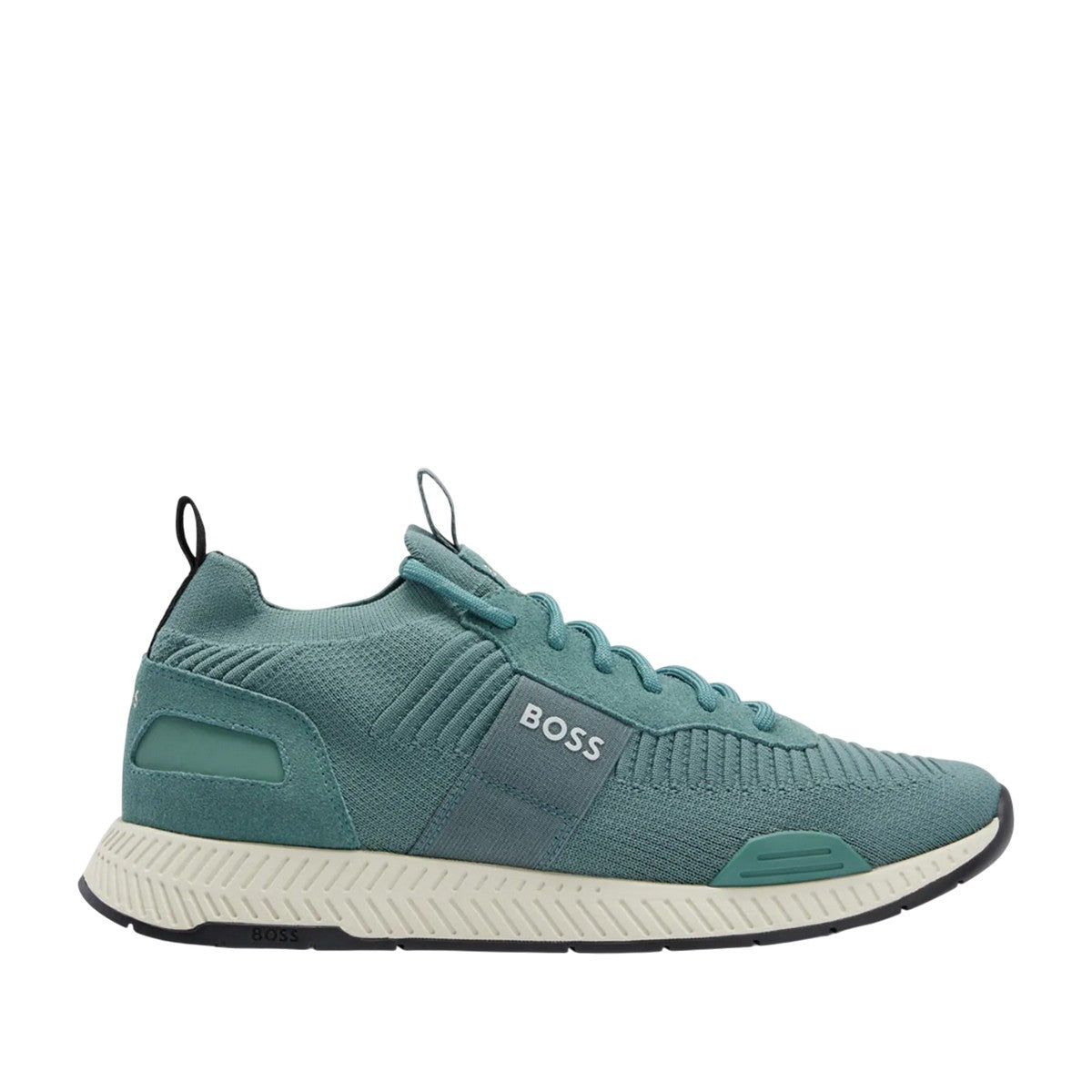 Green - Lifestyle - Boss Mens Titanium Suede Panel Running Trainers