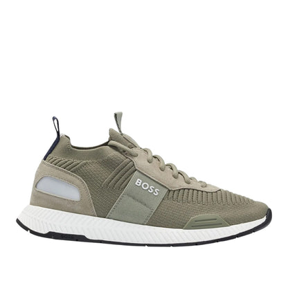 Dark Green - Back - Boss Mens Titanium Suede Panel Running Trainers