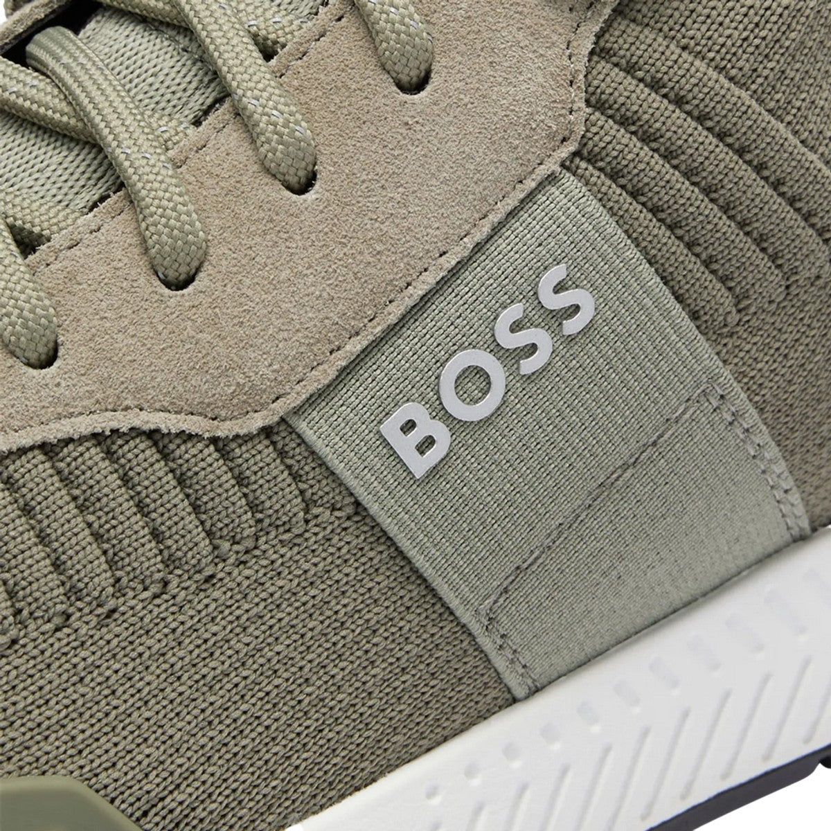 Dark Green - Pack Shot - Boss Mens Titanium Suede Panel Running Trainers