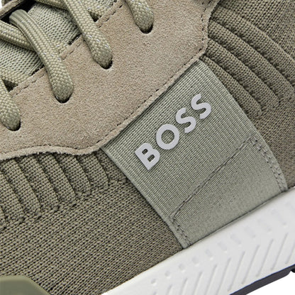 Dark Green - Pack Shot - Boss Mens Titanium Suede Panel Running Trainers