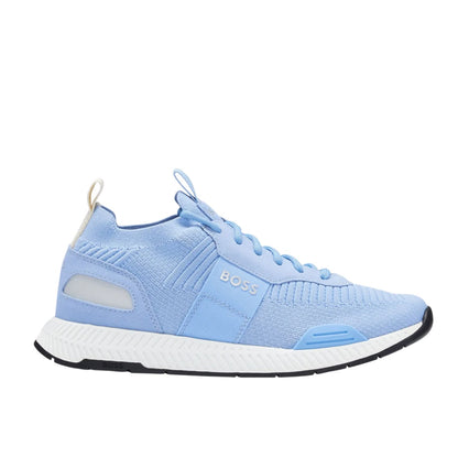 Light Blue - Side - Boss Mens Titanium Suede Panel Running Trainers