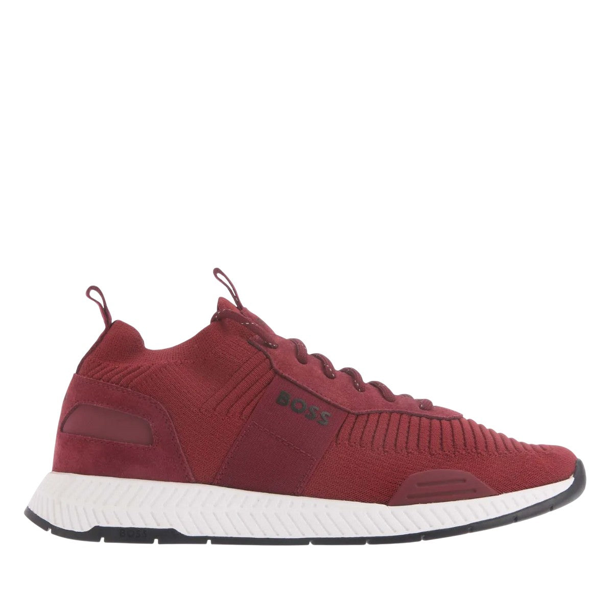 Red - Side - Boss Mens Titanium Suede Panel Running Trainers