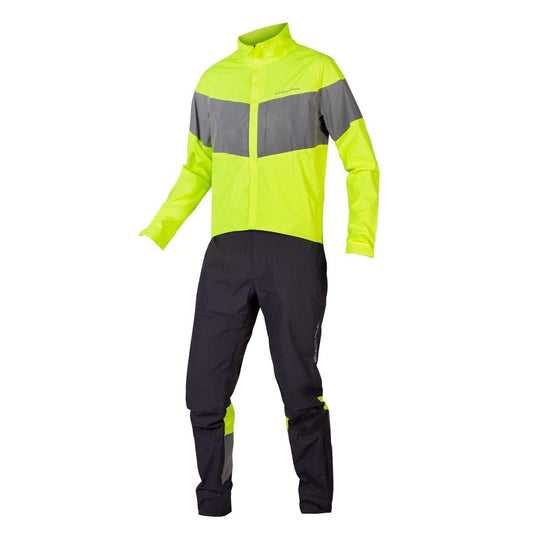 Bright Yellow - Front - Endura Mens Luminite Funnel Neck Tracksuit Set