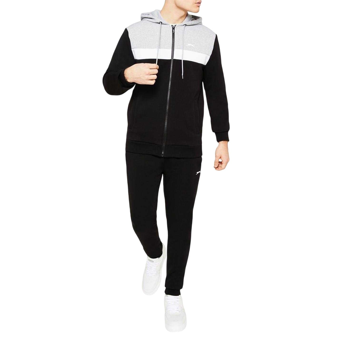 Black-Grey - Pack Shot - Slazenger Mens Tracksuit Set