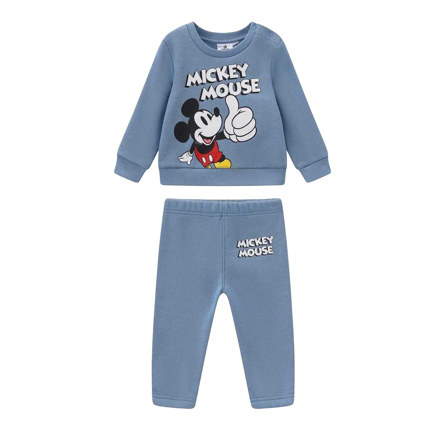 Blue - Front - Disney Baby Mickey Mouse Cotton Blend Hoodie And Joggers Set