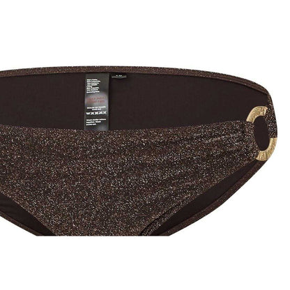 Chocolate - Side - Biba Womens-Ladies Glitter Ring Detail Bikini Bottoms