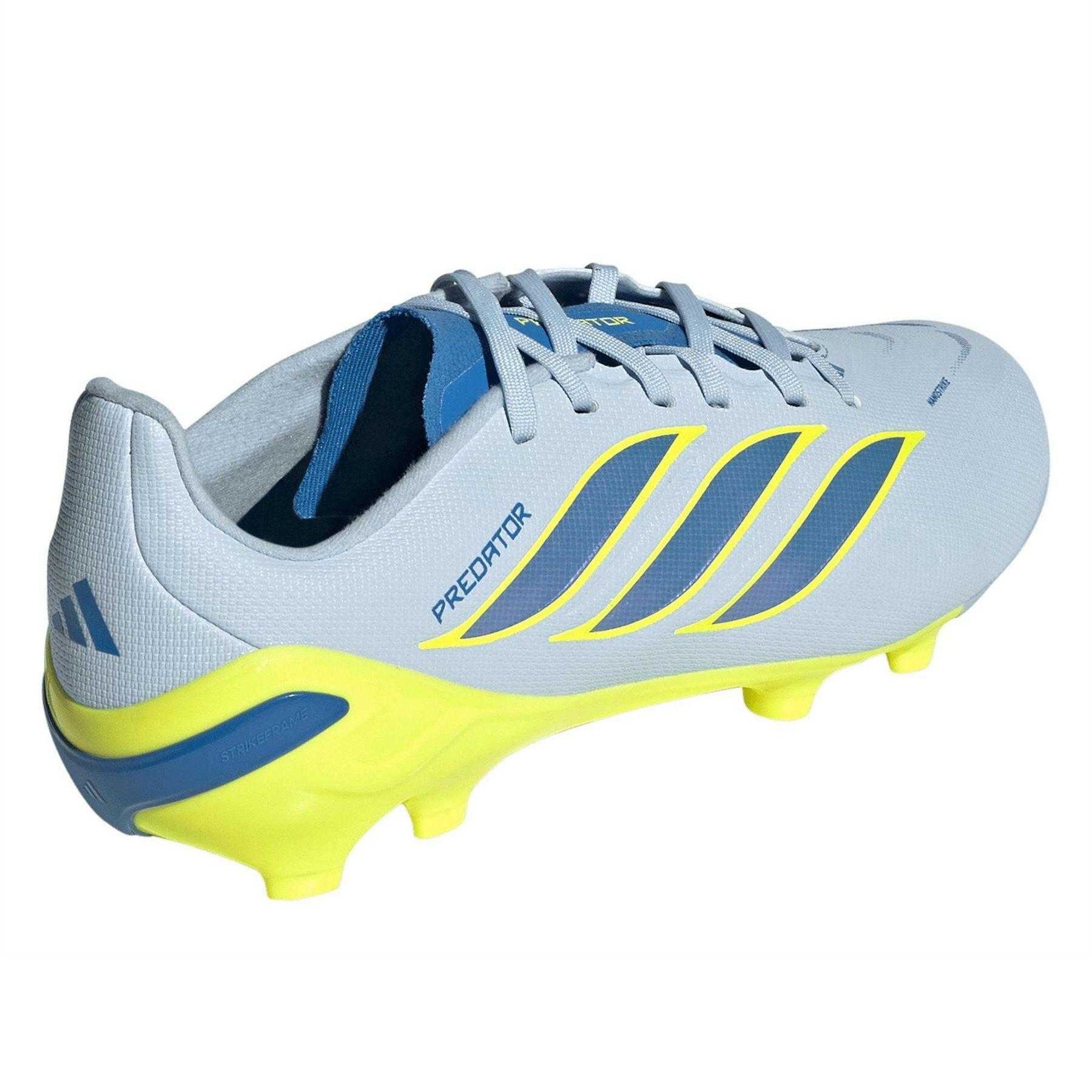 Blue-Yellow - Back - Adidas Childrens-Kids Predator League Firm Ground Football Boots