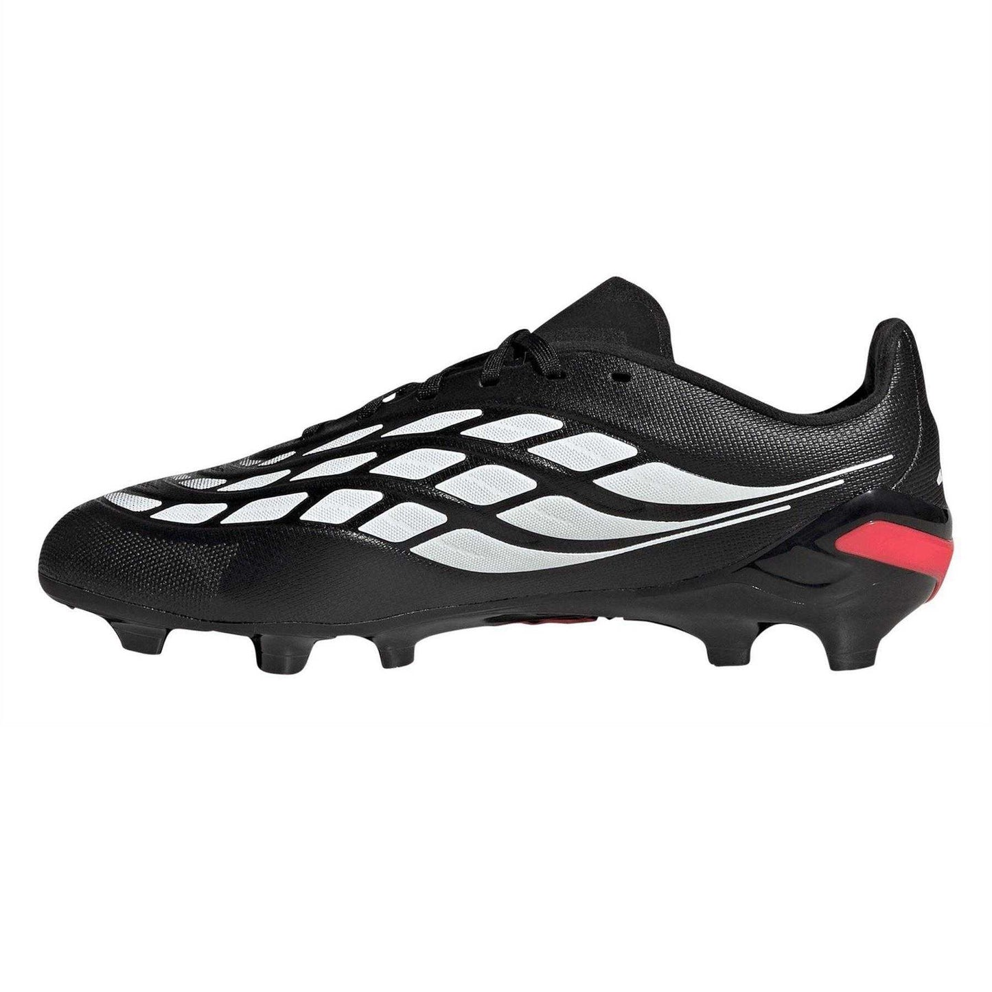 Black-Red - Side - Adidas Childrens-Kids Predator League Firm Ground Football Boots