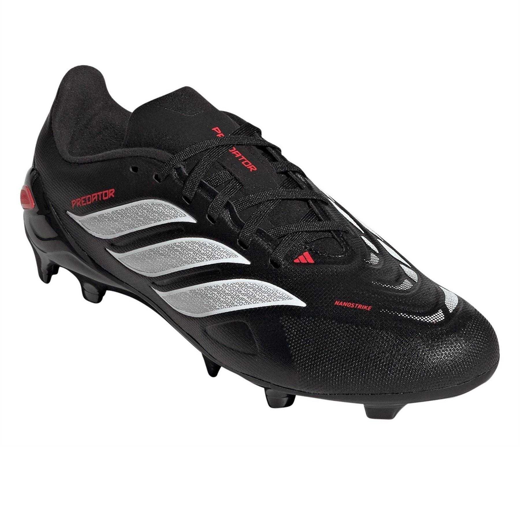 Black-Red - Pack Shot - Adidas Childrens-Kids Predator League Firm Ground Football Boots