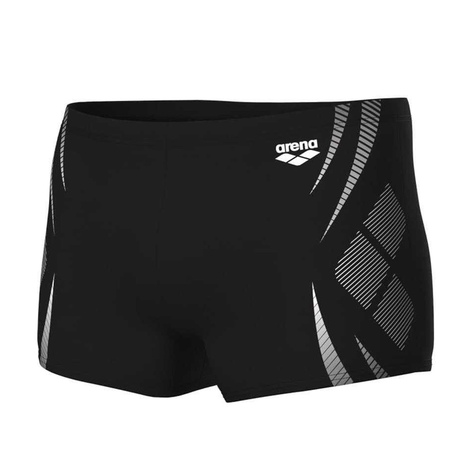 Black-White - Side - Arena Mens Poseidon Logo Swim Shorts
