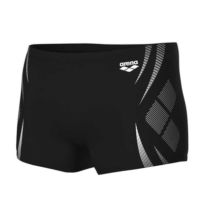 Black-White - Side - Arena Mens Poseidon Logo Swim Shorts