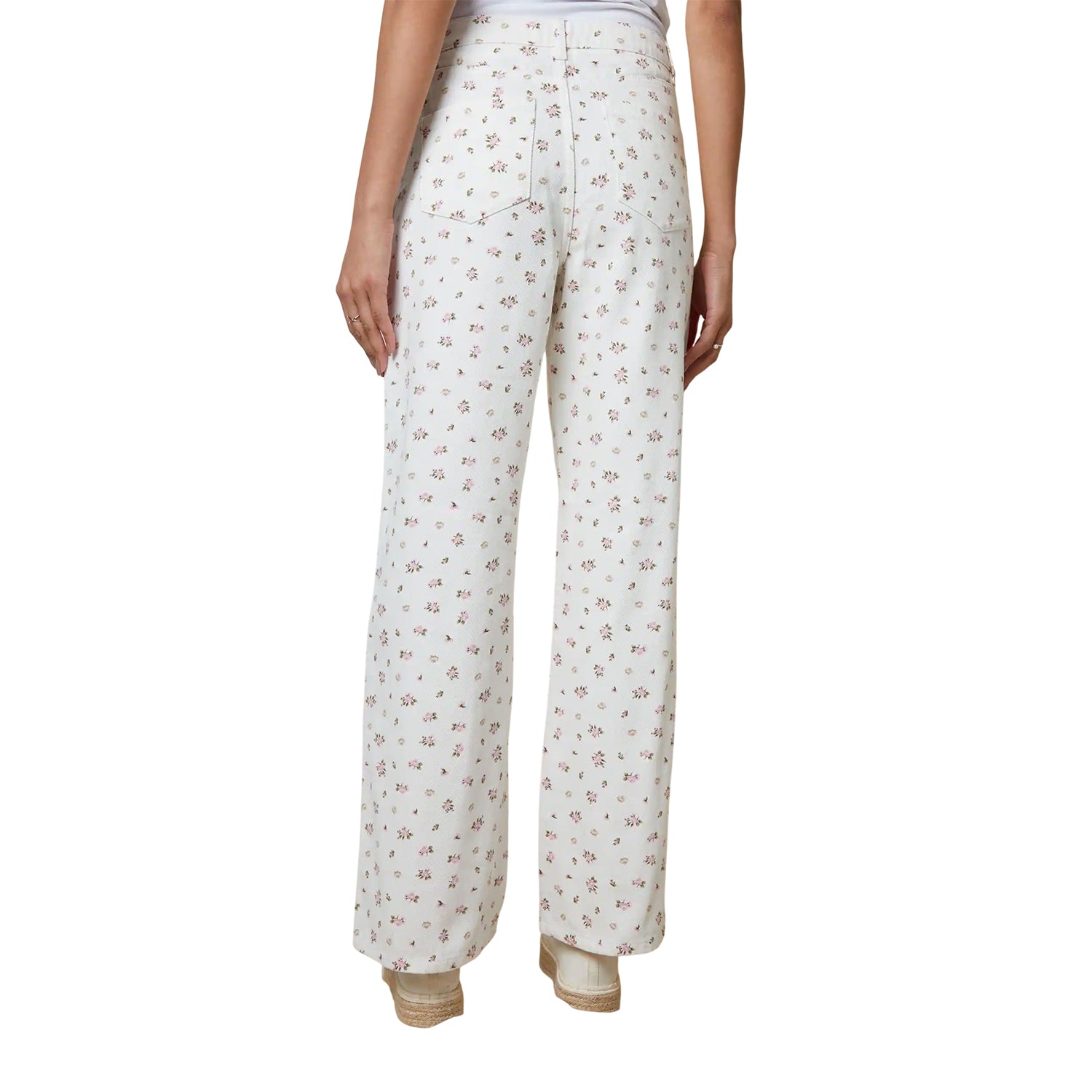 White - Back - Threadbare Womens-Ladies Soleil Floral Wide Leg Jeans