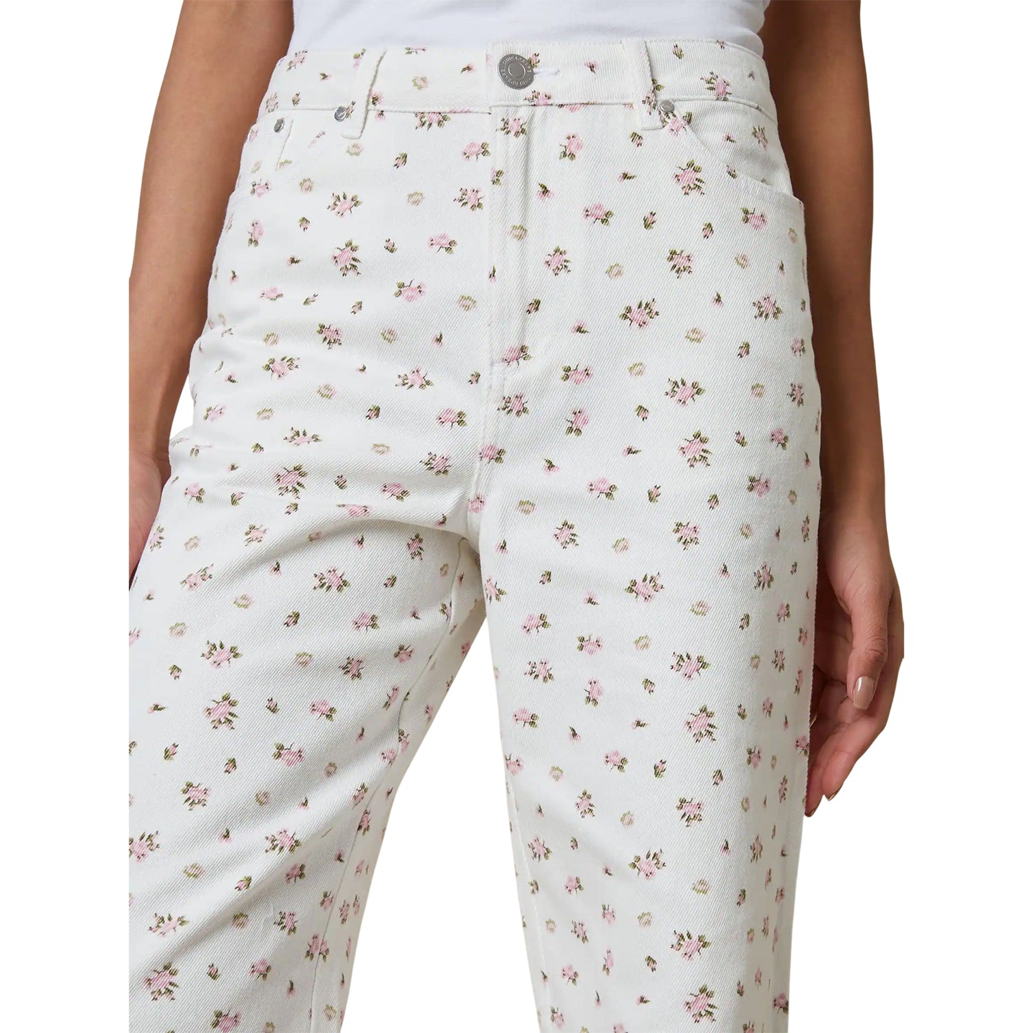 White - Side - Threadbare Womens-Ladies Soleil Floral Wide Leg Jeans