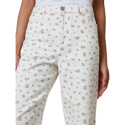 White - Side - Threadbare Womens-Ladies Soleil Floral Wide Leg Jeans