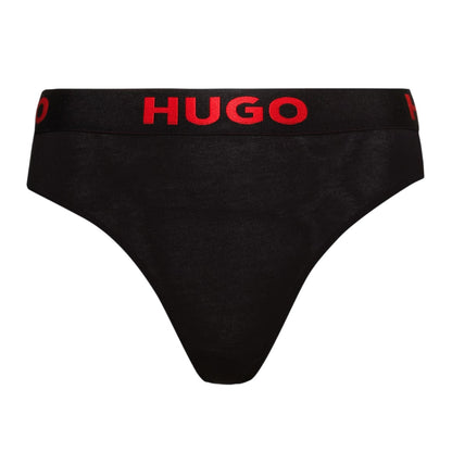 Black - Back - Hugo Womens-Ladies Logo Cotton Thong (Pack of 3)