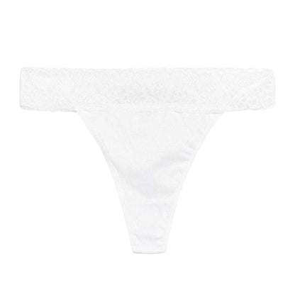 Black-White-Nude - Back - Be You Womens-Ladies Lace Trim Cotton Thong (Pack of 5)
