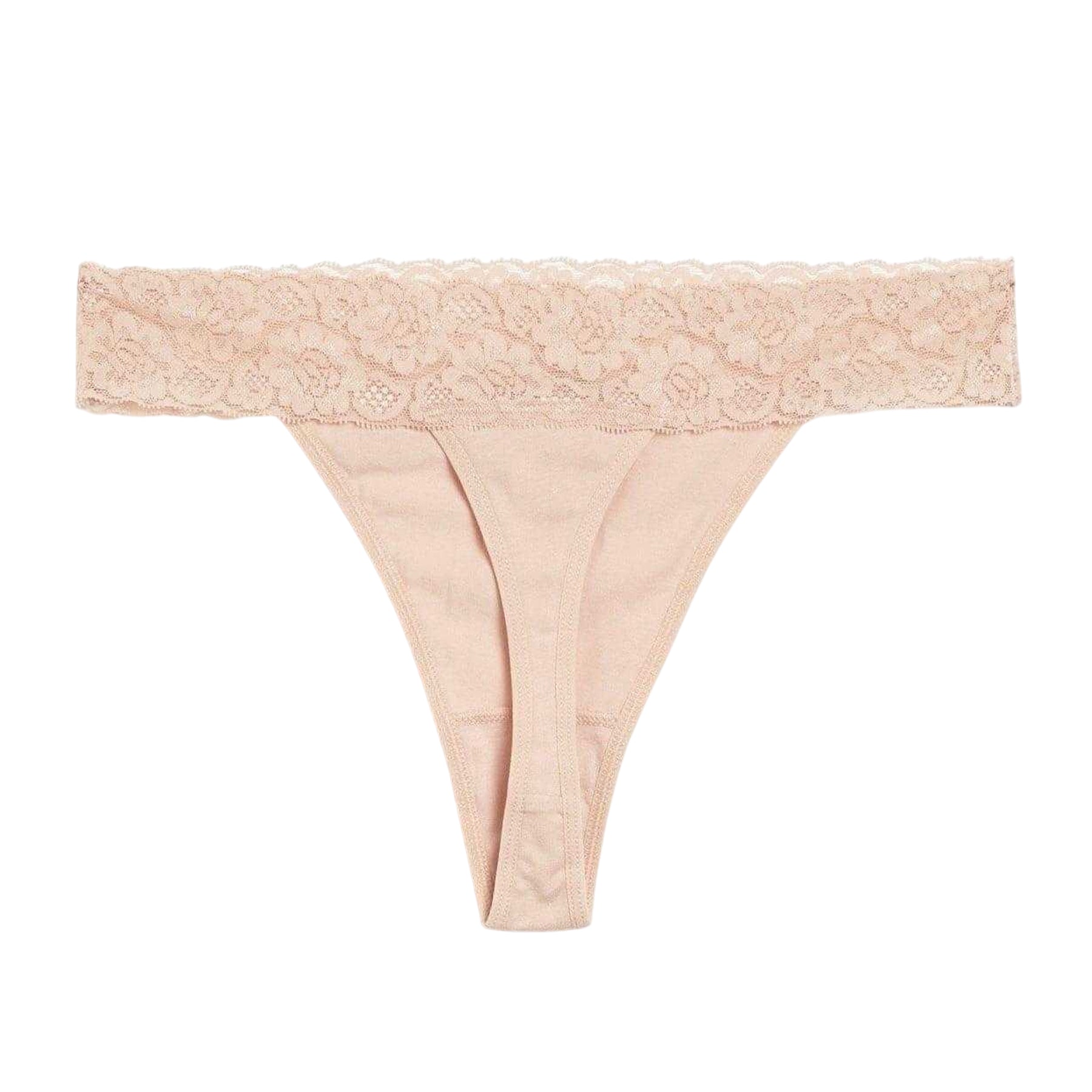 Black-White-Nude - Side - Be You Womens-Ladies Lace Trim Cotton Thong (Pack of 5)