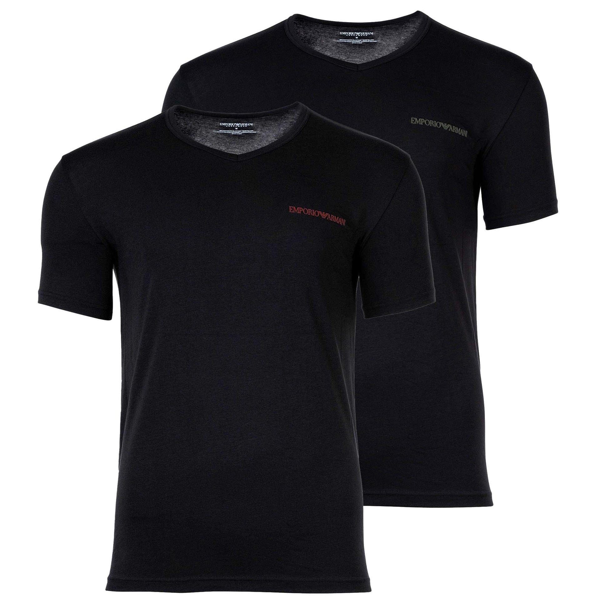 Black - Front - Emporio Armani Mens T-Shirt (Pack of 2)