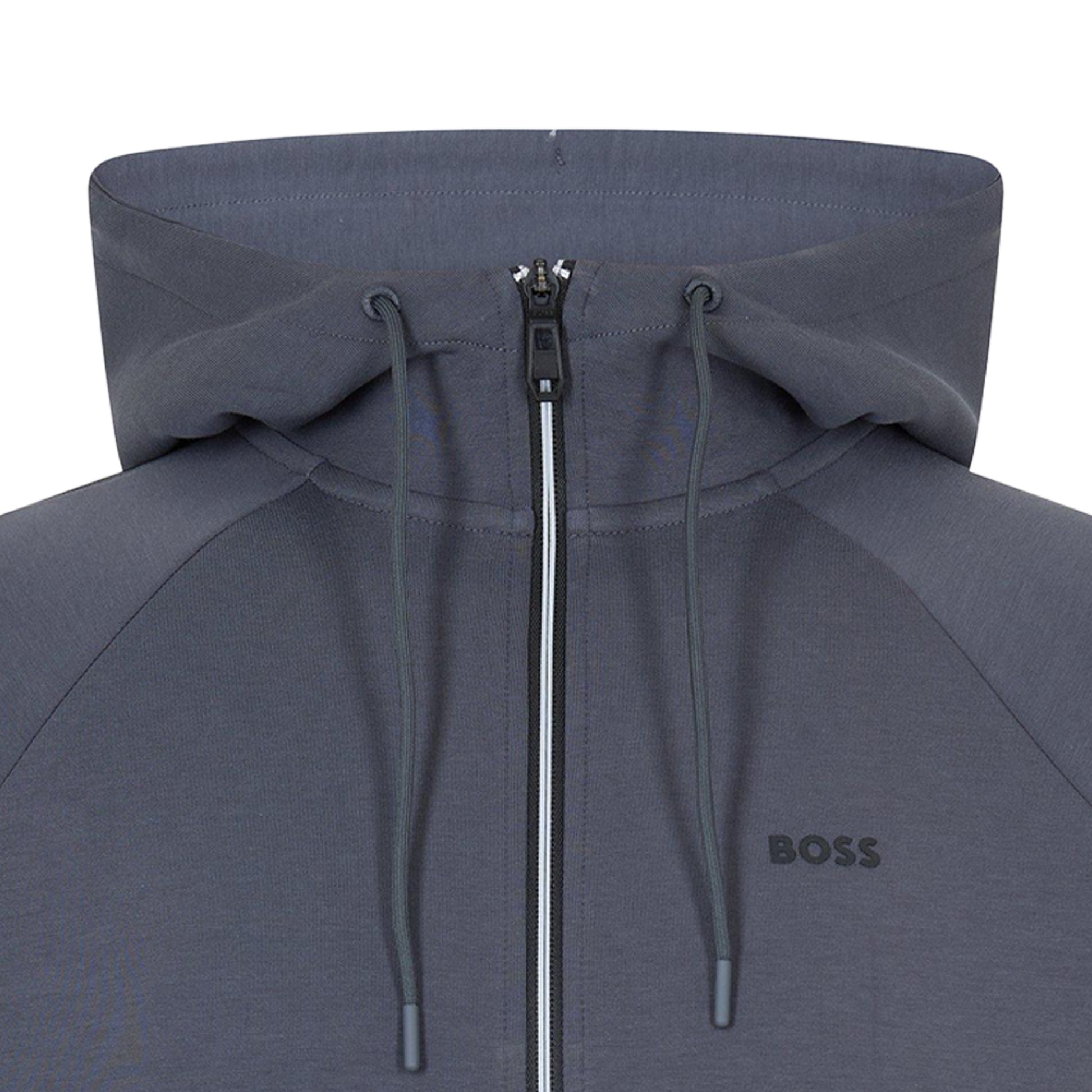 Dark Grey - Side - Boss Mens Raglan Full Zip Hoodie