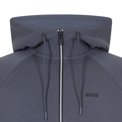 Dark Grey - Side - Boss Mens Raglan Full Zip Hoodie