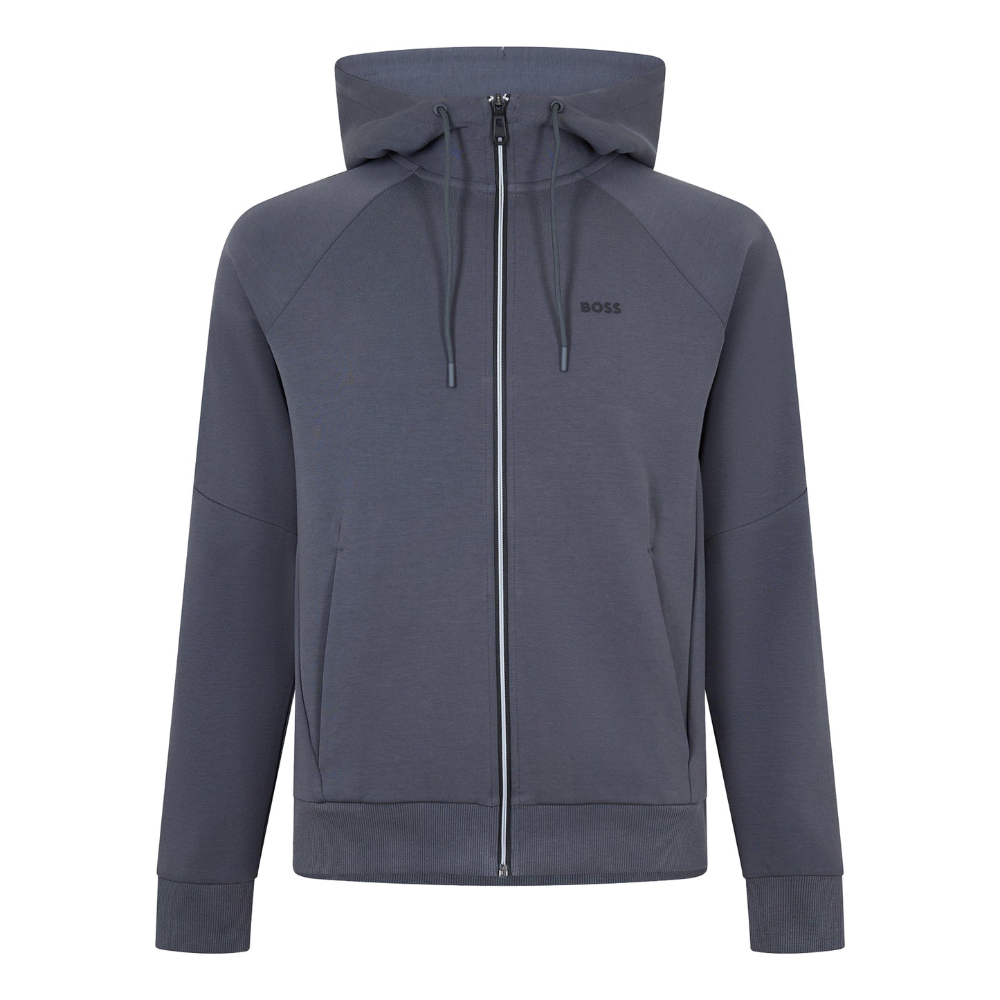 Dark Grey - Front - Boss Mens Raglan Full Zip Hoodie