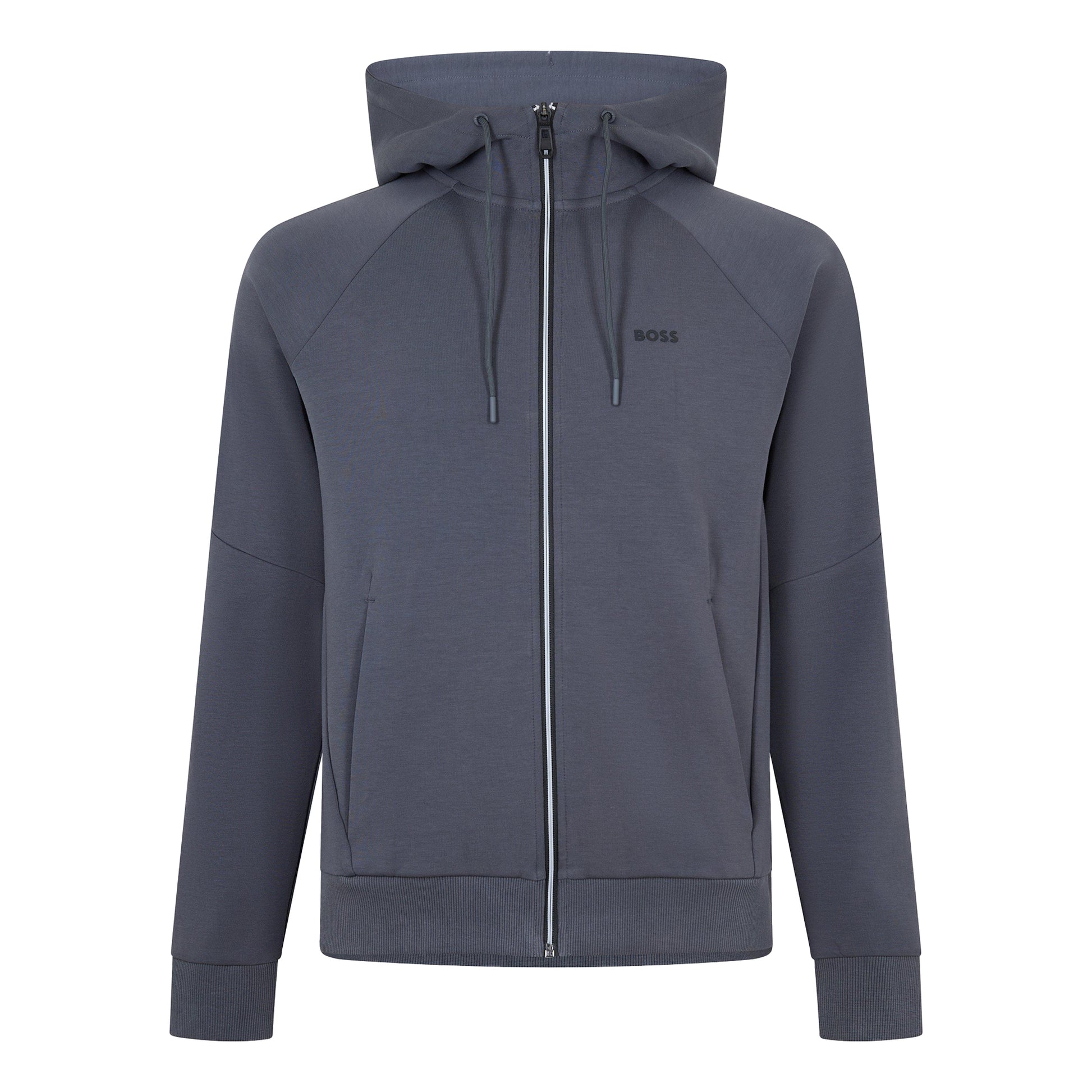 Dark Grey - Front - Boss Mens Raglan Full Zip Hoodie