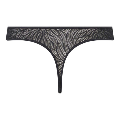 Black - Back - Calvin Klein Womens-Ladies Marquisette Sheer Thong