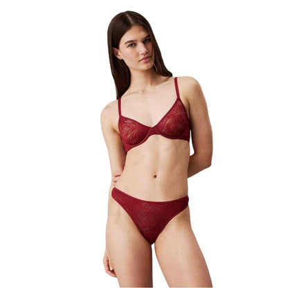 Syrah - Side - Calvin Klein Womens-Ladies Marquisette Sheer Thong