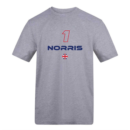 Grey - Front - F1 Unisex Adult Lando Norris T-Shirt