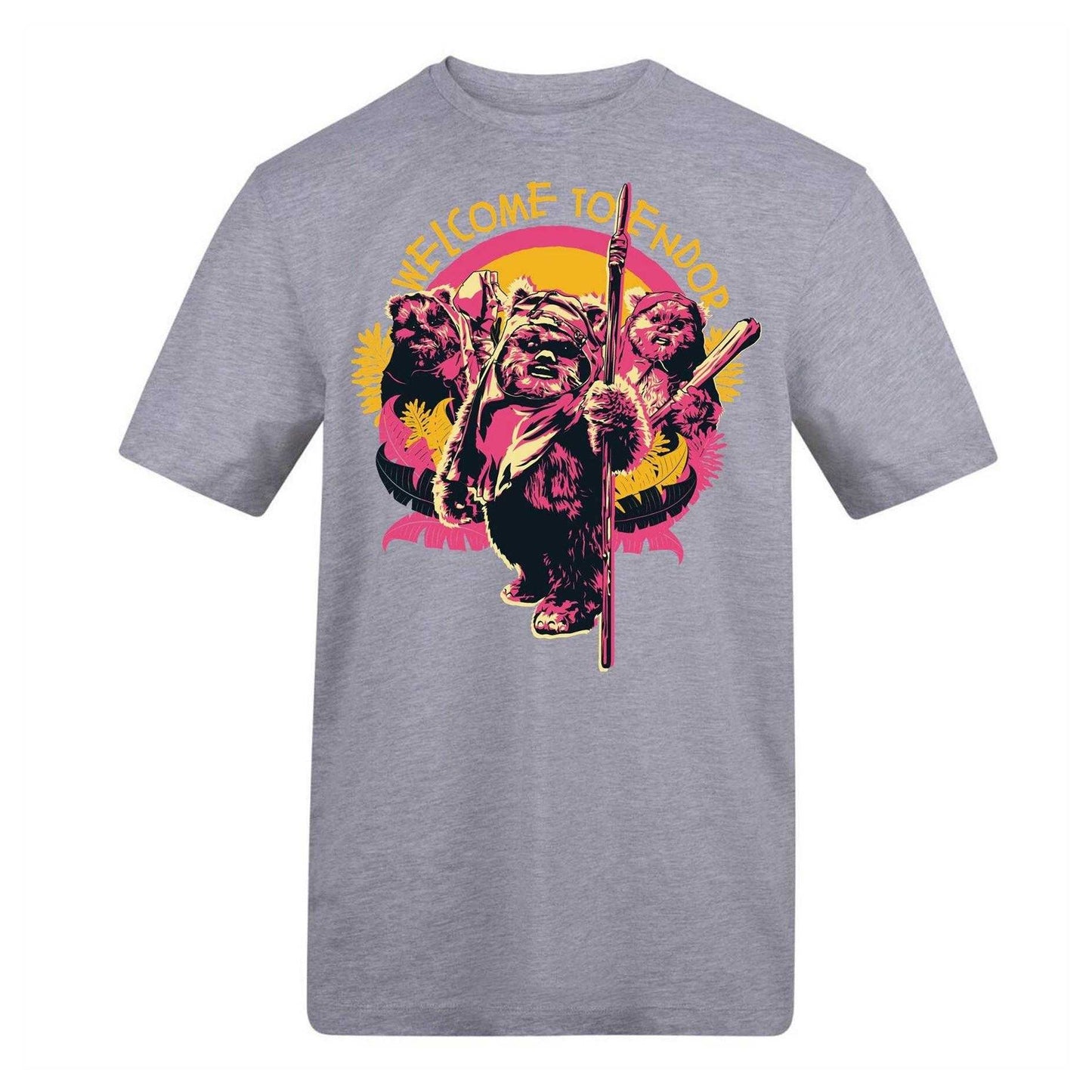 Grey - Front - Star Wars Unisex Adult Ewok Graphic Print T-Shirt