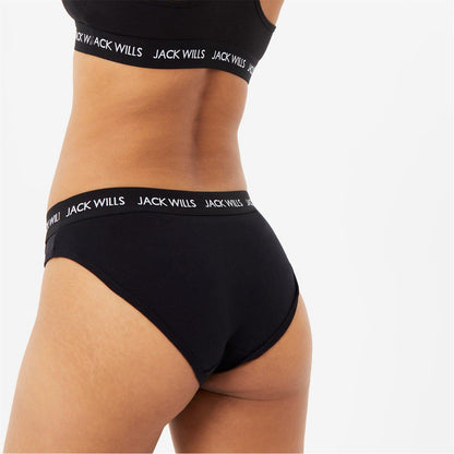 Black - Back - Jack Wills Womens-Ladies Repeat Logo Briefs (Pack of 3)