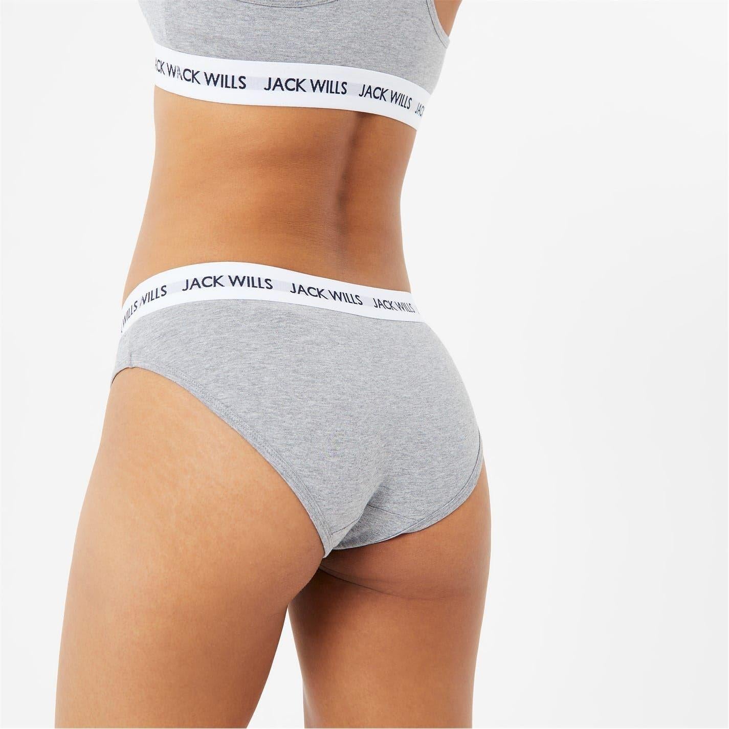 White-Grey-Black - Front - Jack Wills Womens-Ladies Repeat Logo Briefs (Pack of 3)