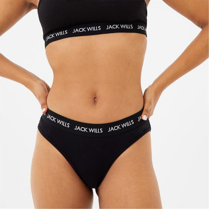 Black - Side - Jack Wills Womens-Ladies Repeat Logo Briefs (Pack of 3)