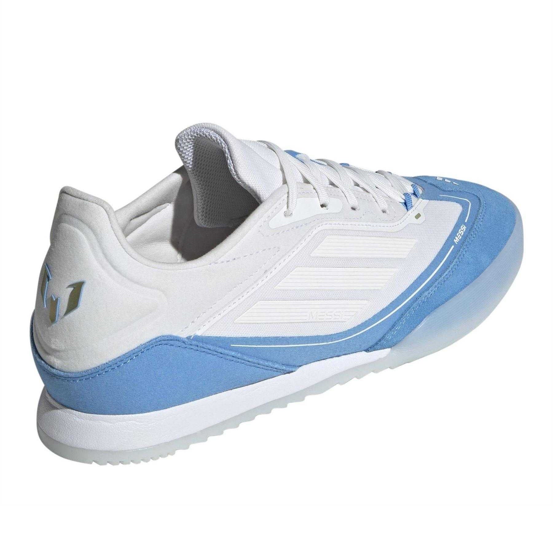 White-Gold-Blue - Back - Adidas Mens F50 Messi Suede Football Boots