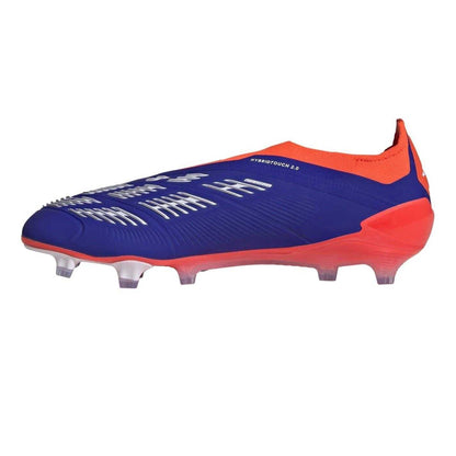 Blue-White-Red - Side - Adidas Childrens-Kids Predator Elite 3 Stripes Firm Ground Football Boots