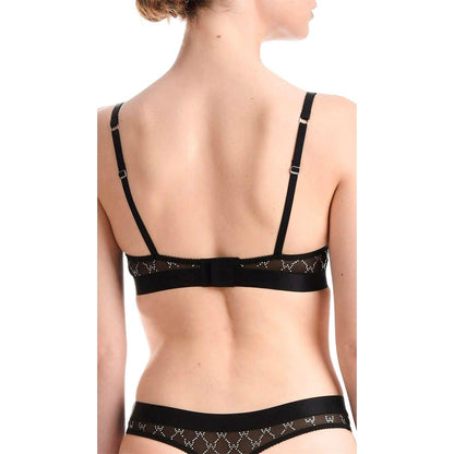Black - Back - Wolford Womens-Ladies Geometric Sheer Push Up Bra