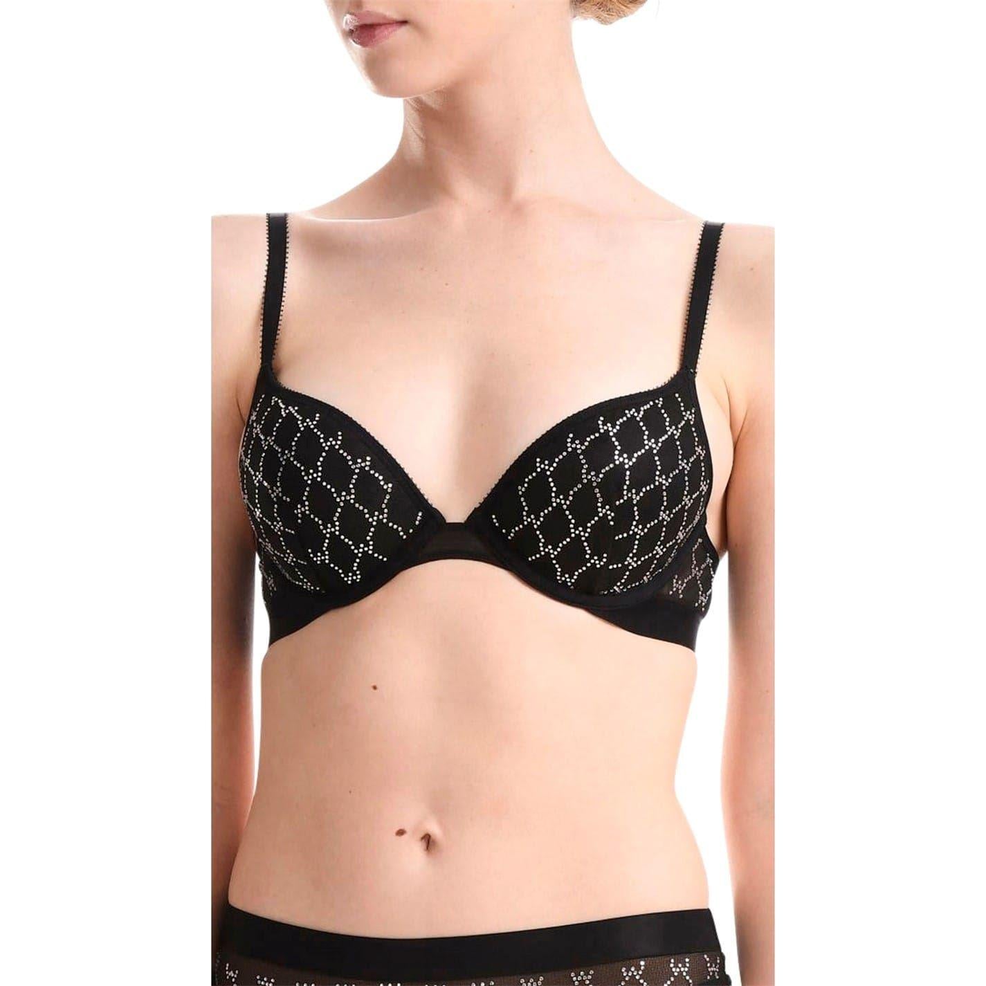 Black - Lifestyle - Wolford Womens-Ladies Geometric Sheer Push Up Bra