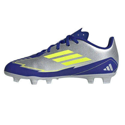 Silver-Blue - Side - Adidas Childrens-Kids F50 Club Messi Regular Firm Ground Football Boots