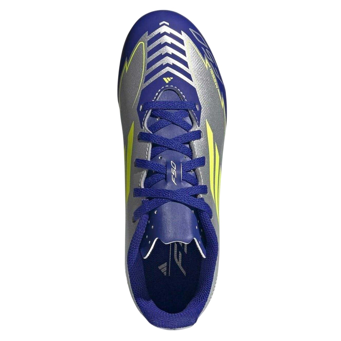 Silver-Blue - Lifestyle - Adidas Childrens-Kids F50 Club Messi Regular Firm Ground Football Boots
