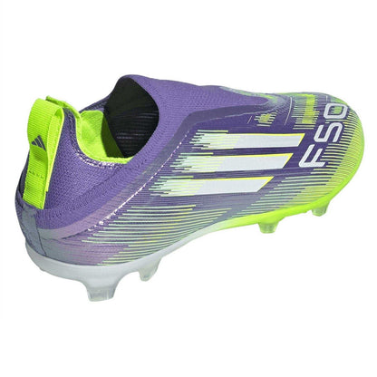 Purple-White - Back - Adidas Childrens-Kids F50 Firm Ground Football Boots