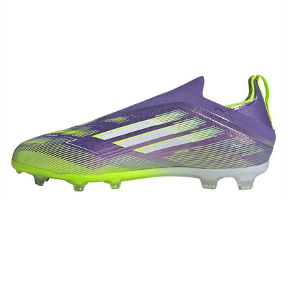Purple-White - Side - Adidas Childrens-Kids F50 Firm Ground Football Boots
