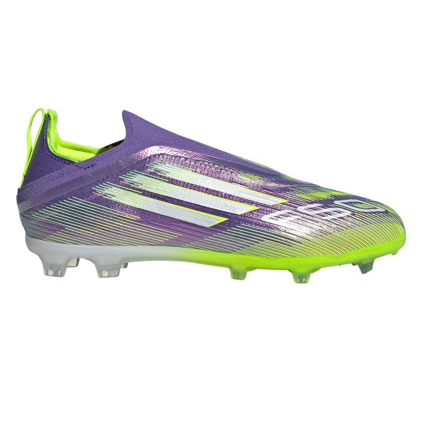 Purple-White - Front - Adidas Childrens-Kids F50 Firm Ground Football Boots