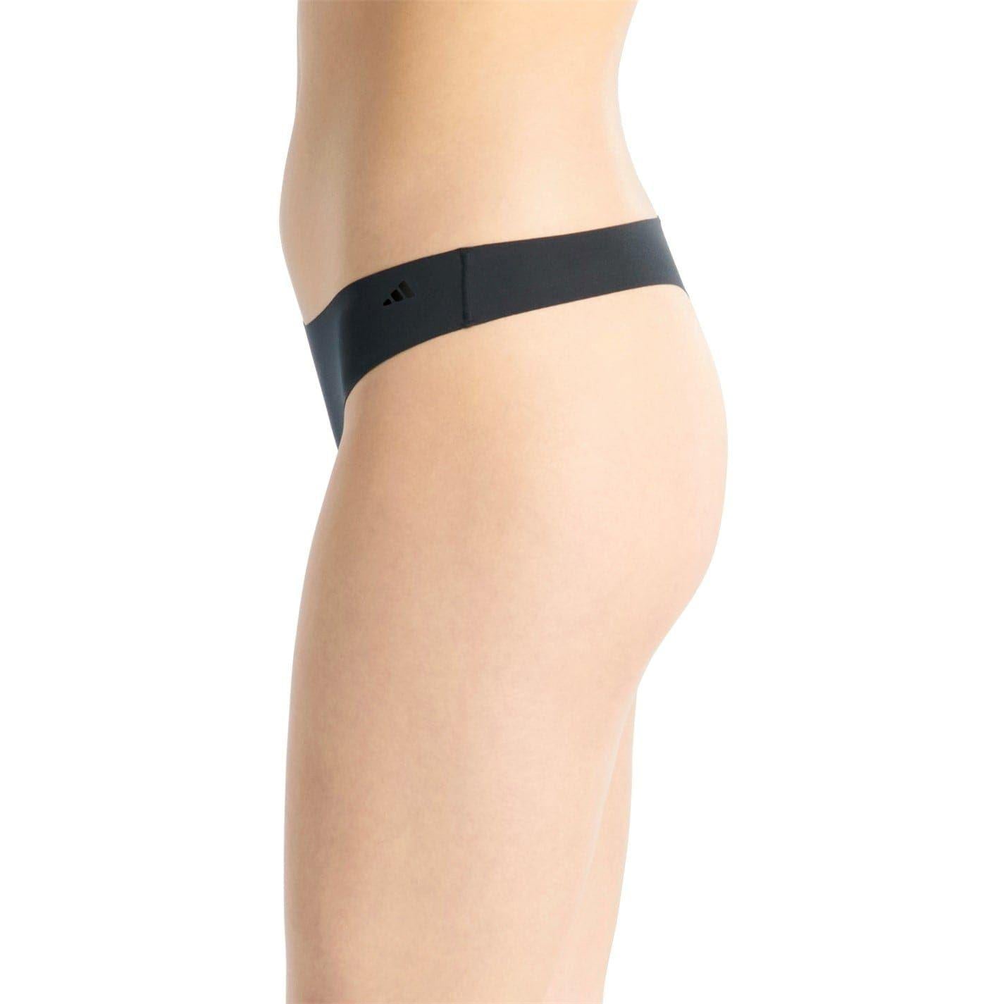 Black - Lifestyle - Adidas Womens-Ladies Plain Seamless Thong (Pack of 3)