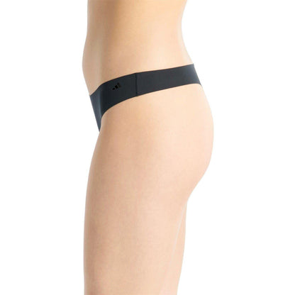 Black - Lifestyle - Adidas Womens-Ladies Plain Seamless Thong (Pack of 3)