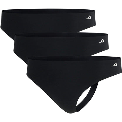 Black - Front - Adidas Womens-Ladies Plain Seamless Thong (Pack of 3)