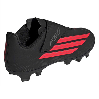 Black-Red - Back - Adidas Childrens-Kids F50 Club Artificial Ground Football Boots