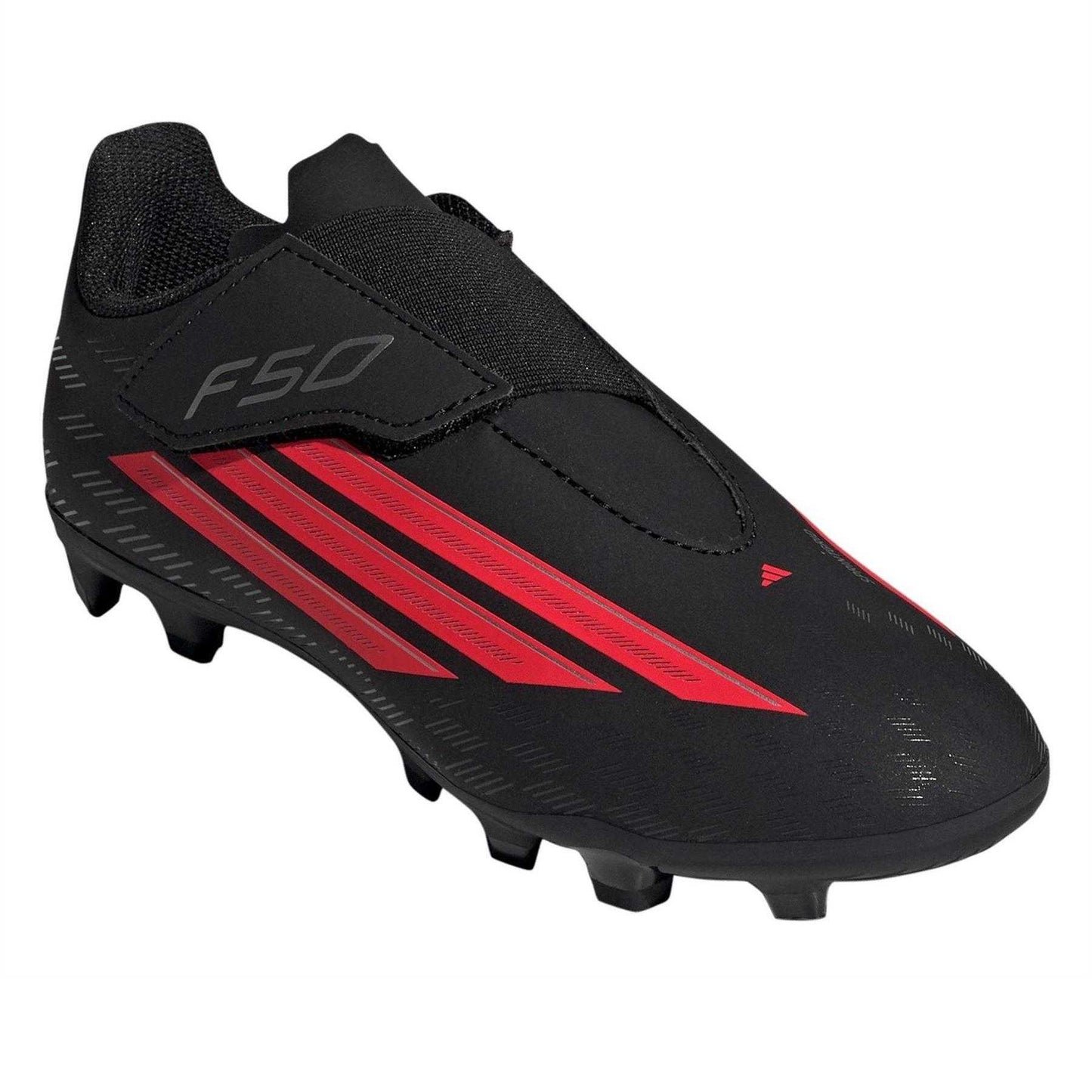 Black-Red - Pack Shot - Adidas Childrens-Kids F50 Club Artificial Ground Football Boots