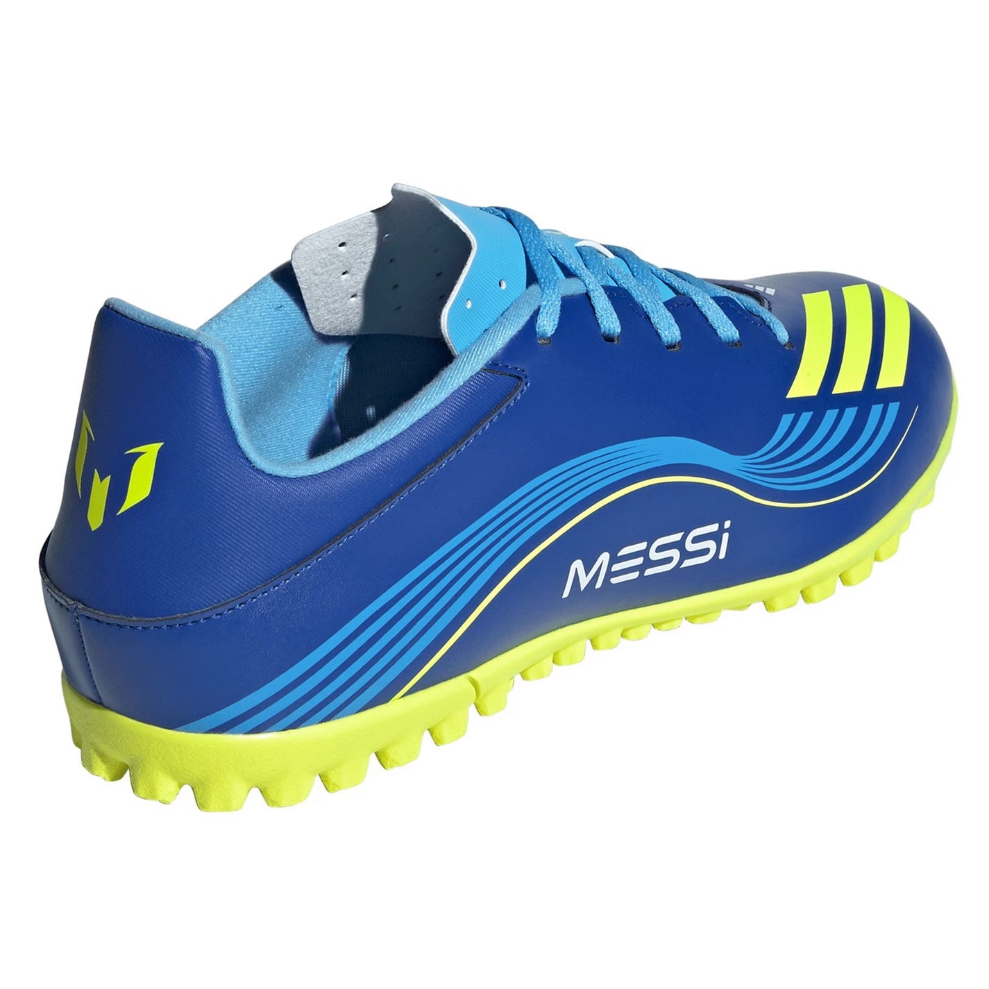 Blue-Yellow - Back - Adidas Childrens-Kids F50 Messi Football Boots