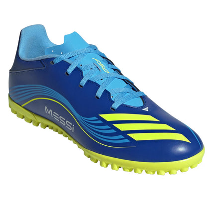 Blue-Yellow - Pack Shot - Adidas Childrens-Kids F50 Messi Football Boots