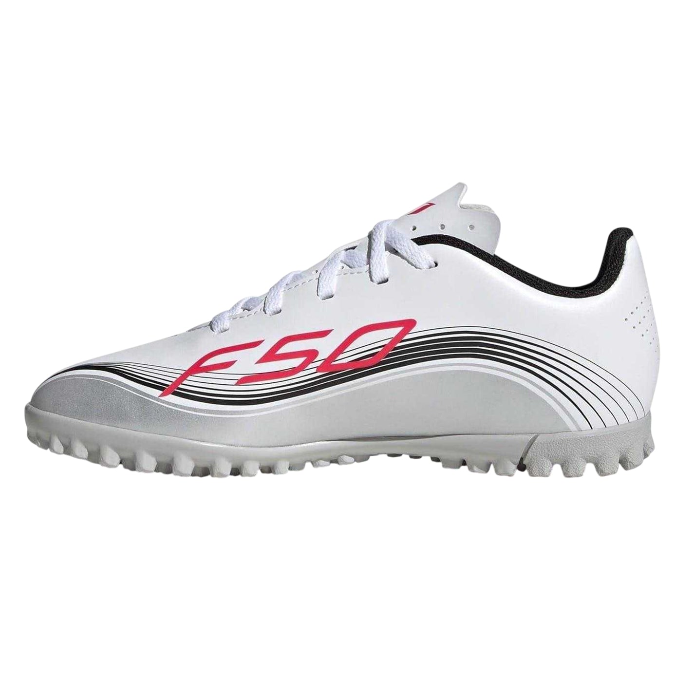 White-Red - Side - Adidas Childrens-Kids F50 Messi Football Boots